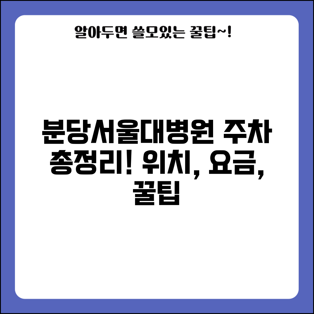 분당 서울대병원 지상 주차장 이용법 | 위치, 주차 구역, 요금 정보 총정리
